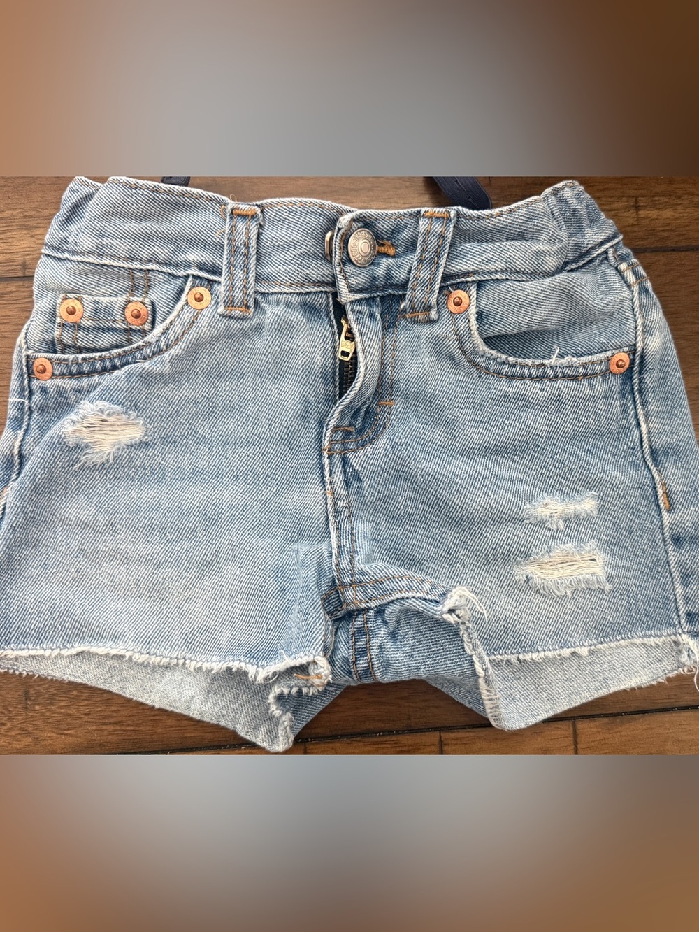 Levi's Light Blue Distressed Denim Cutoff Shorts
